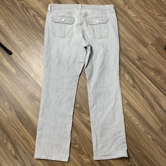 GAP Sz 16 Jeans Grey Straight Leg High Rise Flap Back Pockets Flat Front Women’s - Picture 10 of 11
